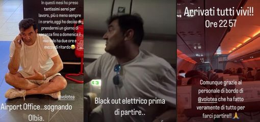 Black out in aereo prima del decollo, Max Giusti tra i passeggeri: &quot;Stiamo calmi sennò ci facciamo male&quot;