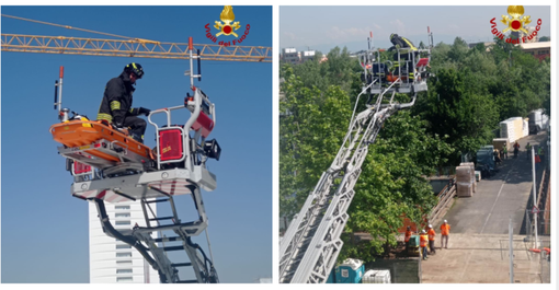 Sviene sul tetto nell'area ex Expo: operaio salvato dai vigili del fuoco Sviene sul tetto nell'area ex Expo: operaio salvato dai vigili del fuoco