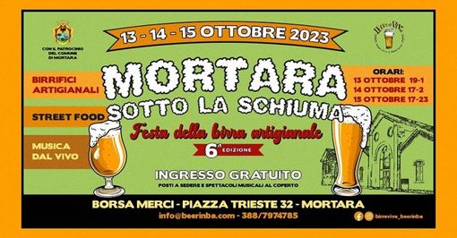 “Mortara sotto la schiuma”, la sesta edizione dal 13 al 15 ottobre in Borsa Merci