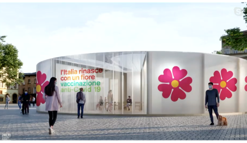 Vaccino anti-Covid nei gazebo a forma di primula
