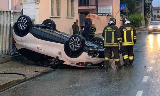 L'incidente avvenuto a Cilavegna in via Roma