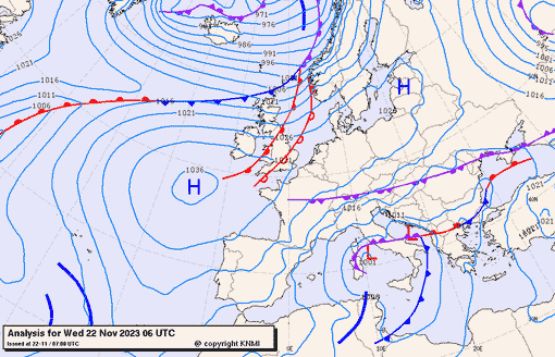 Previsioni meteo per mercoledì 22, giovedì 23, venerdì 24 (novembre)