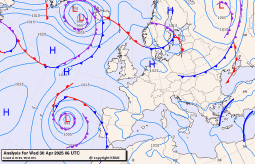 Previsioni meteo per mercoledì 30, giovedì 1, venerdì 2 (aprile-maggio)
