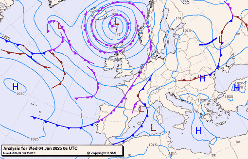 Previsioni meteo per mercoledì 4, giovedì 5, giovedì 6 (giugno)