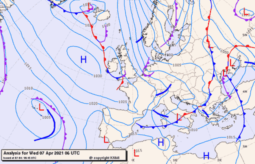 Previsioni meteo per mercoledì 7, giovedì 8, venerdì 9 (aprile)