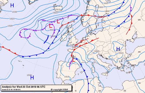 Previsioni meteo per mercoledì 23, giovedì 24, venerdì 25 (ottobre)