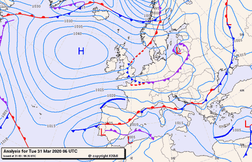 Previsioni meteo per martedì 31, mercoledì 1, giovedì 2 (marzo-aprile)