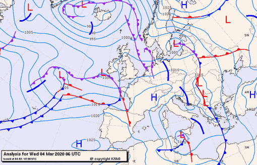 Previsioni meteo per mercoledì 4, giovedì 5, venerdì 6 (marzo)