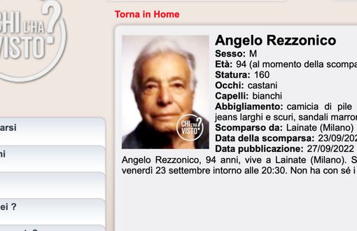 Si cerca nonno Angelo: è scomparso da 11 giorni a Lainate