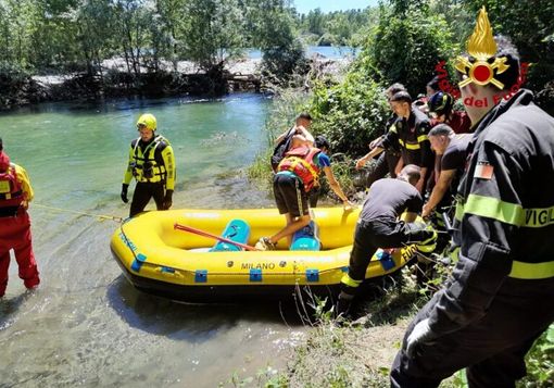 Cuggiono: giovani bloccati su un isolotto del Ticino, salvati dai Vigili del Fuoco