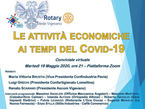 Vigevano, il Club Rotary Mede Vigevano si ripete su Zoom: protagonista questa volta l'economia
