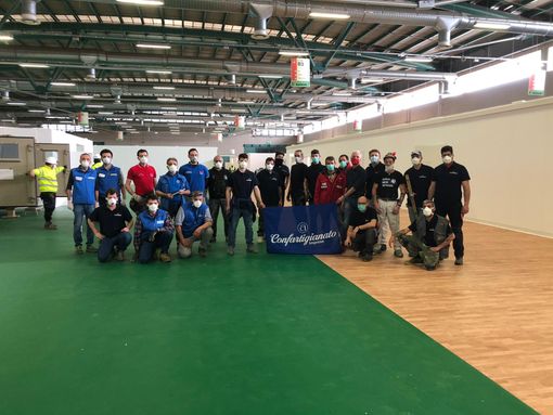 In 10 giorni e 16 mila ore a titolo gratuito è pronto l’ospedale alla Fiera di Bergamo