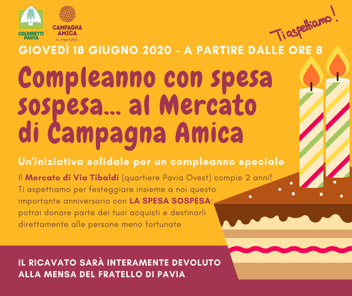 Compleanno con la “spesa sospesa” al mercato di Campagna Amica