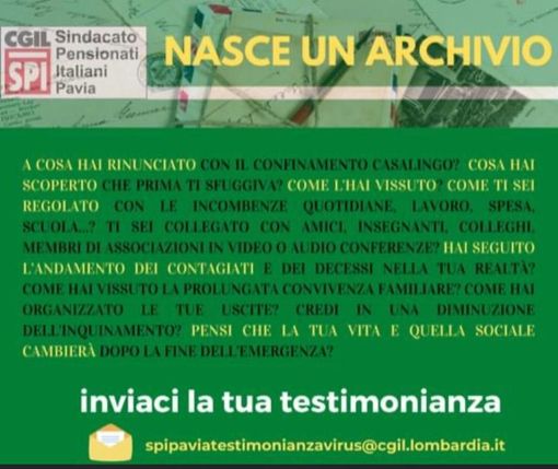 Pavia, come state vivendo la quarantena? La Spi Cgil crea un archivio collettivo con le varie esperienze