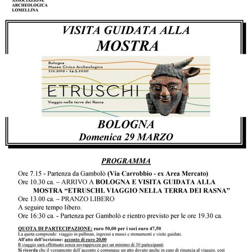 Gambolò, il Museo Archeologico vi porta alla mostra sugli Etruschi di Bologna