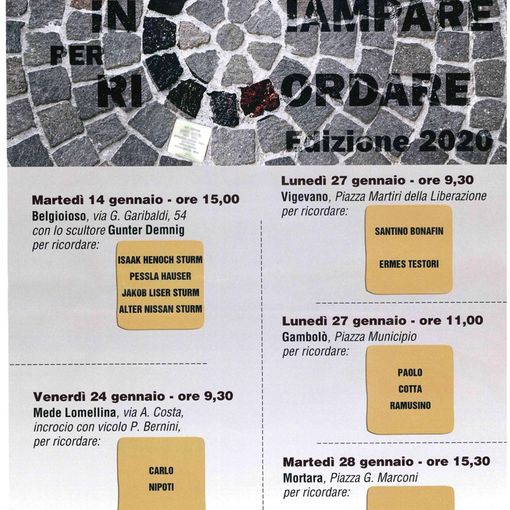 Pavia e provincia: presentato il progetto pietre d'inciampo per il 2020