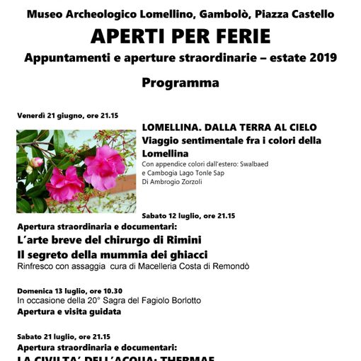 Al Museo Archeologico Lomellino prende il via “Aperti per ferie”