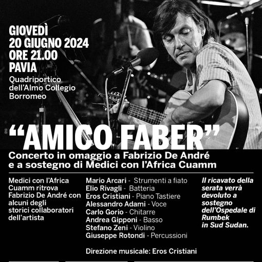Il 20 giugno a Pavia, “Amico Faber”: CNAO e Almo Collegio Borromeo organizzano un concerto benefico per Medici con l'Africa CUAMM