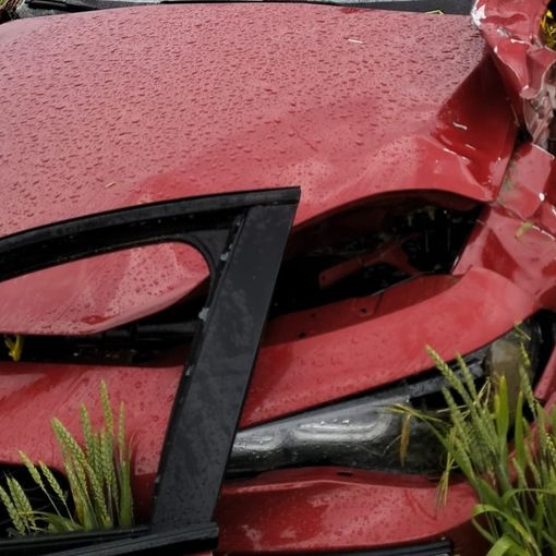 L'auto coinvolta nell'incidente sulla statale 596