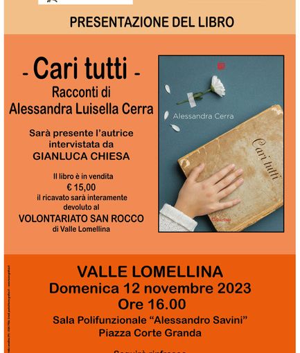 Valle: alla sala polifunzionale la presentazione del libro &quot;Cari Tutti&quot;