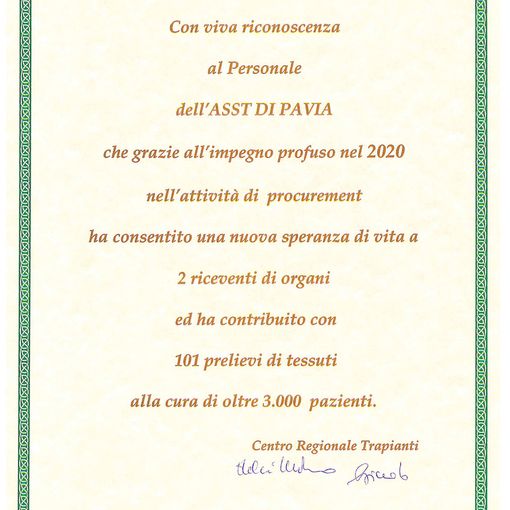11 aprile 2021: Giornata Nazionale della Donazione di organi, tessuti e cellule