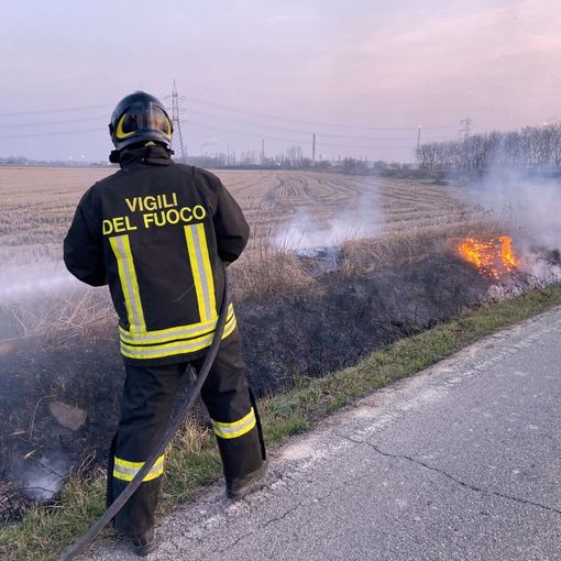 Ferrera: incendio sulla riva di un fosso, intervengono i Vigili del fuoco