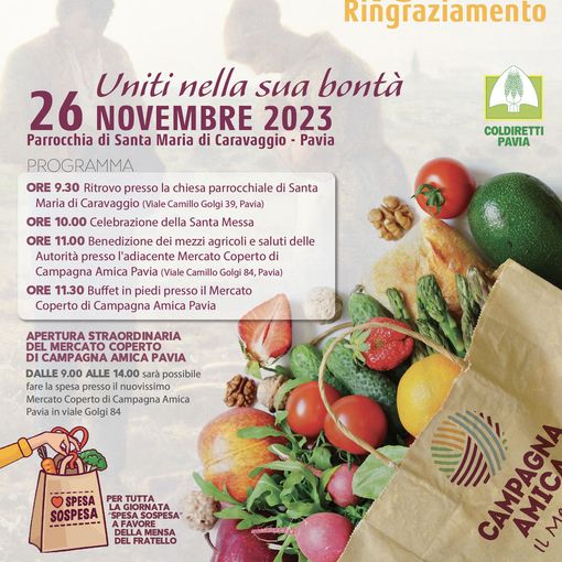 La 73° Giornata del Ringraziamento Coldiretti domenica 26 novembre a Pavia