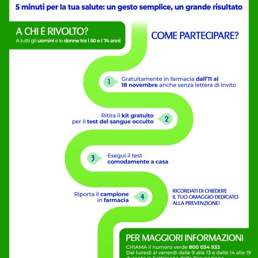 Settimana di prevenzione per il tumore al colon retto: a Pavia test gratuiti in farmacia