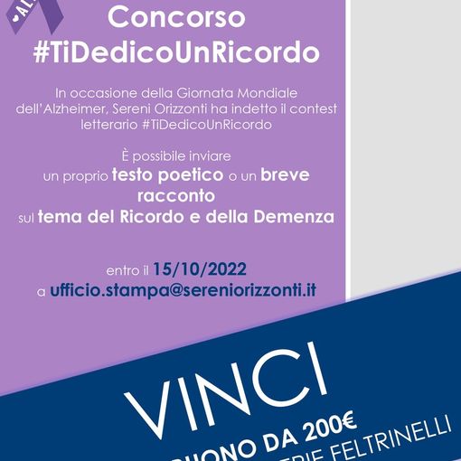 Sereni Orizzonti: Concorso Letterario #TiDedicoUnRicordo