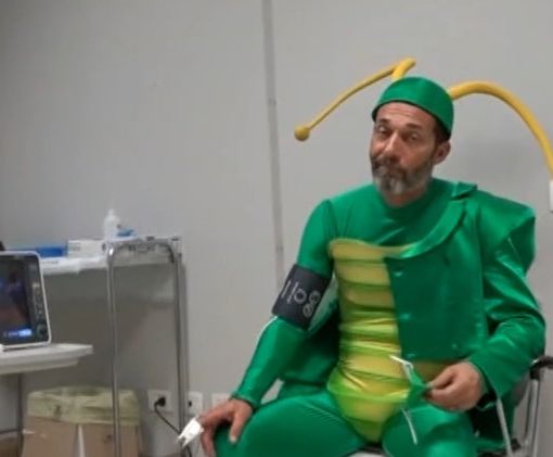 Max Laudadio, nei panni del Cicalotto, in ospedale