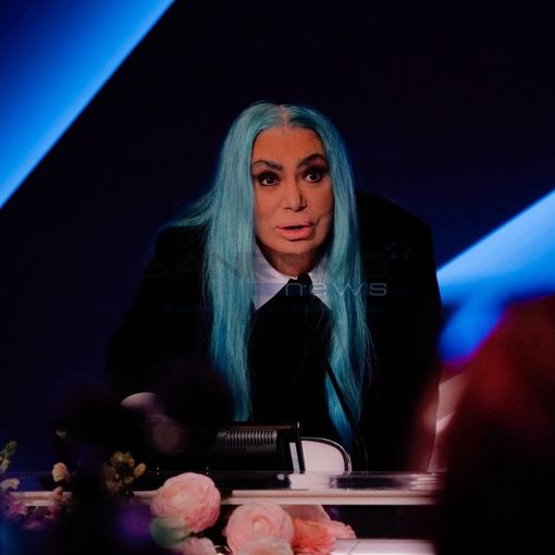 Loredana Berté in sala stampa all'Ariston (foto Duilio Rizzo)