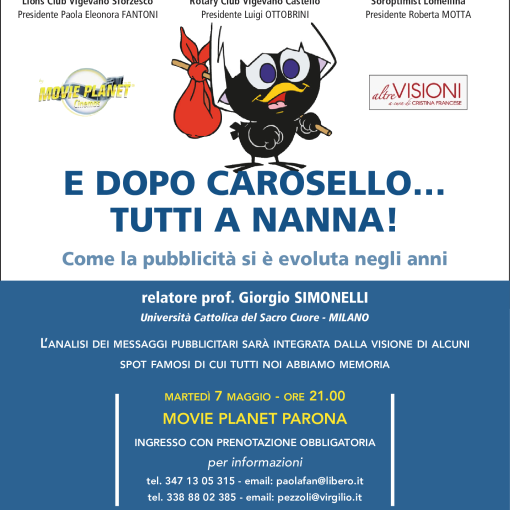 Parona: al Movieplanet, una serata dedicata alla storia della pubblicità da &quot;Carosello&quot; ai giorni nostri