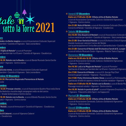Vigevano, &quot;Natale Sotto la Torre&quot;: ecco il programma degli eventi in città