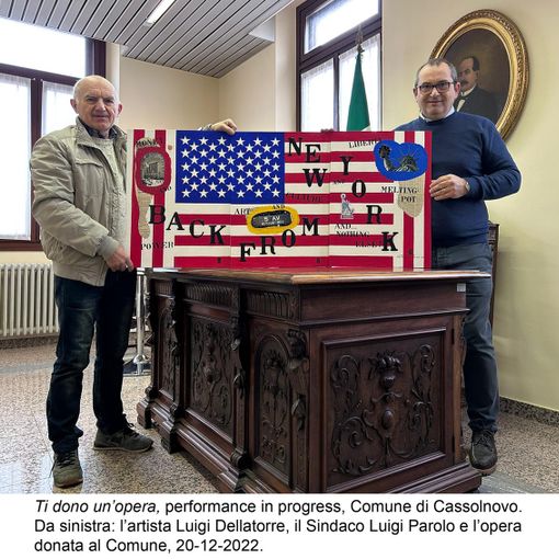 Cassolnovo, Luigi Dellatorre ha donato il trittico: Back from New York N.46