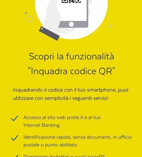 Poste Italiane: con il  “Codice Qr” accesso semplice, veloce e sicuro ai servizi negli uffici postali di Pavia