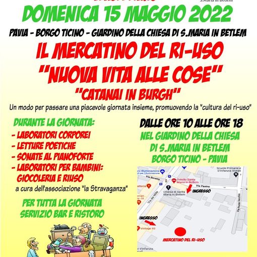 Torna a Pavia il Mercatino del Ri-Uso: appuntamento domenica 15 Maggio a Borgo Ticino