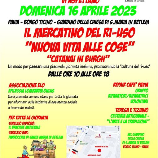 Pavia: il Mercatino del Ri-Uso Nuova Vita alle Cose torna a Borgo Ticino