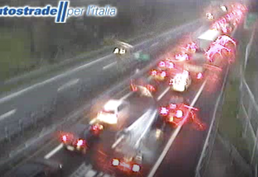 Le auto in coda viste dalle telecamere di Autostrade per l'Italia