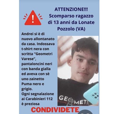 Andrei ha già trascorso tre notti lontano da casa: tutti lo cercano