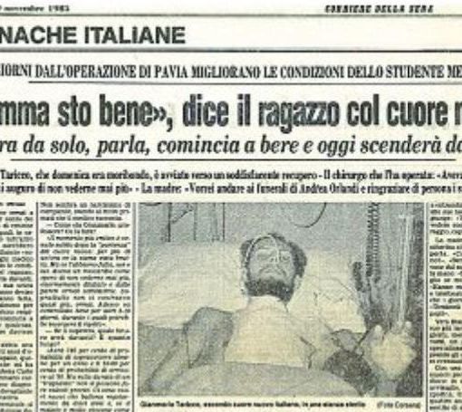 1985, primo trapianto di cuore a Pavia: lo donò un 14enne di Magenta, Andrea Orlandi