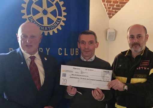Il Rotary Club Cairoli dona 1.500 euro all'associazione amici dei Pompieri Lomellina Sud