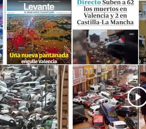 Alcuni titoli e immagini choc di Valencia inghiottita dalle inondazioni
