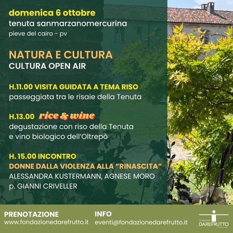 Pieve del Cairo: domenica 6 ottobre tra natura e cultura 2024: Giornata in tenuta e incontro “donne dalla violenza alla rinascita”