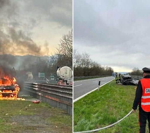 Auto in panne prende fuoco lungo l’A21 nei pressi di Cremona