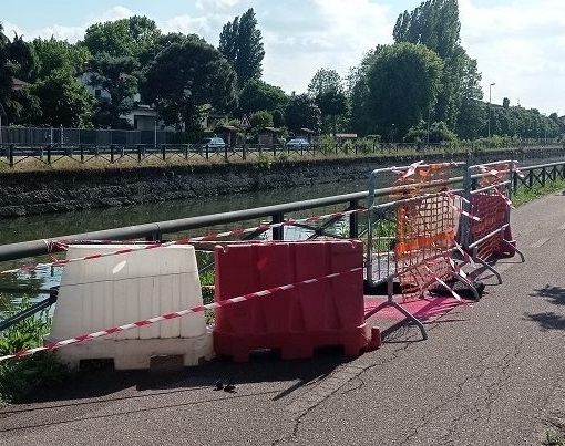 Naviglio Grande: chiusura dell’alzaia tra Gaggiano e Trezzano