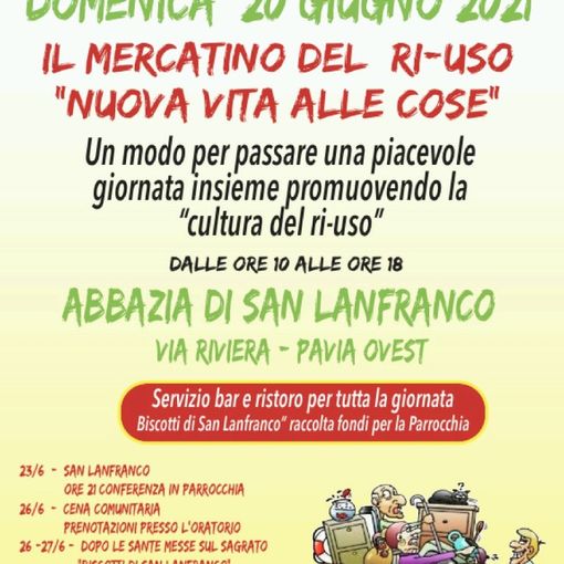 Torna a Pavia il Mercatino del Ri-Uso: domenica 20 giugno appuntamento all’Abbazia di San Lanfranco