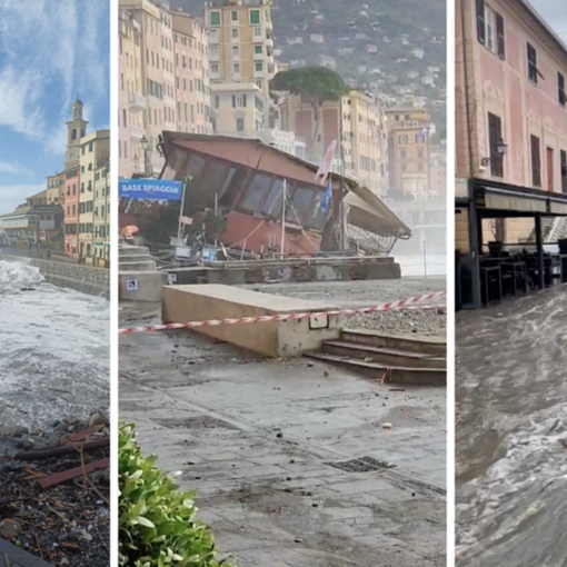 VIDEO L'impressionante mareggiata a Camogli fa crollare lo storico ristorante &quot;Golfo Paradiso&quot;