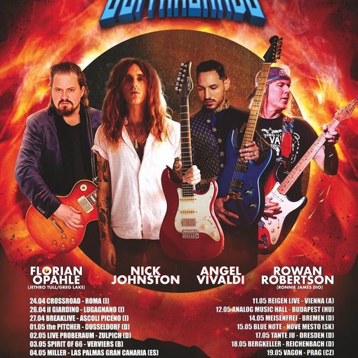 Il tour di Electric Guitarlands 2 infiamma l'Italia e l'Europa con  Florian Opahle, Angel Vivaldi, Nick Johnston e Rowan Robertson