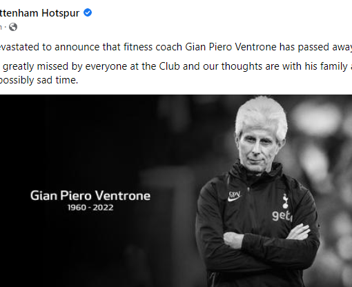 Lutto nel mondo del calcio: è morto &quot;il marine&quot; Giampiero Ventrone, storico preparatore atletico della Juve. Aveva 62 anni