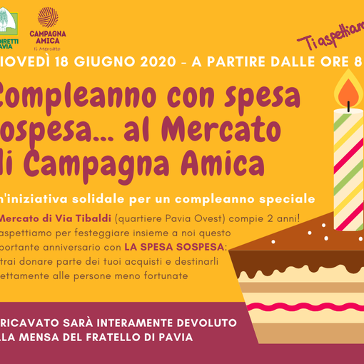 Compleanno con la “spesa sospesa” al mercato di Campagna Amica